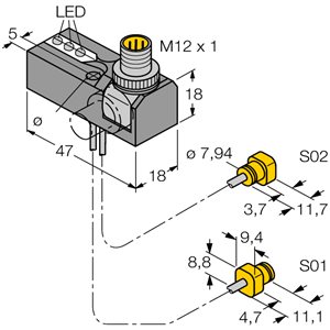 Capteur inductif TURCK NI2-K08Q-0.095/0.11-BDS-2AP6X3-H1141/S34 - détecteur de proximité inductif